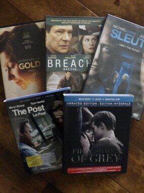 DVD/Blue-Ray Sale of 5 Popular Movies in Mixed Genres Action Gently Used Lot